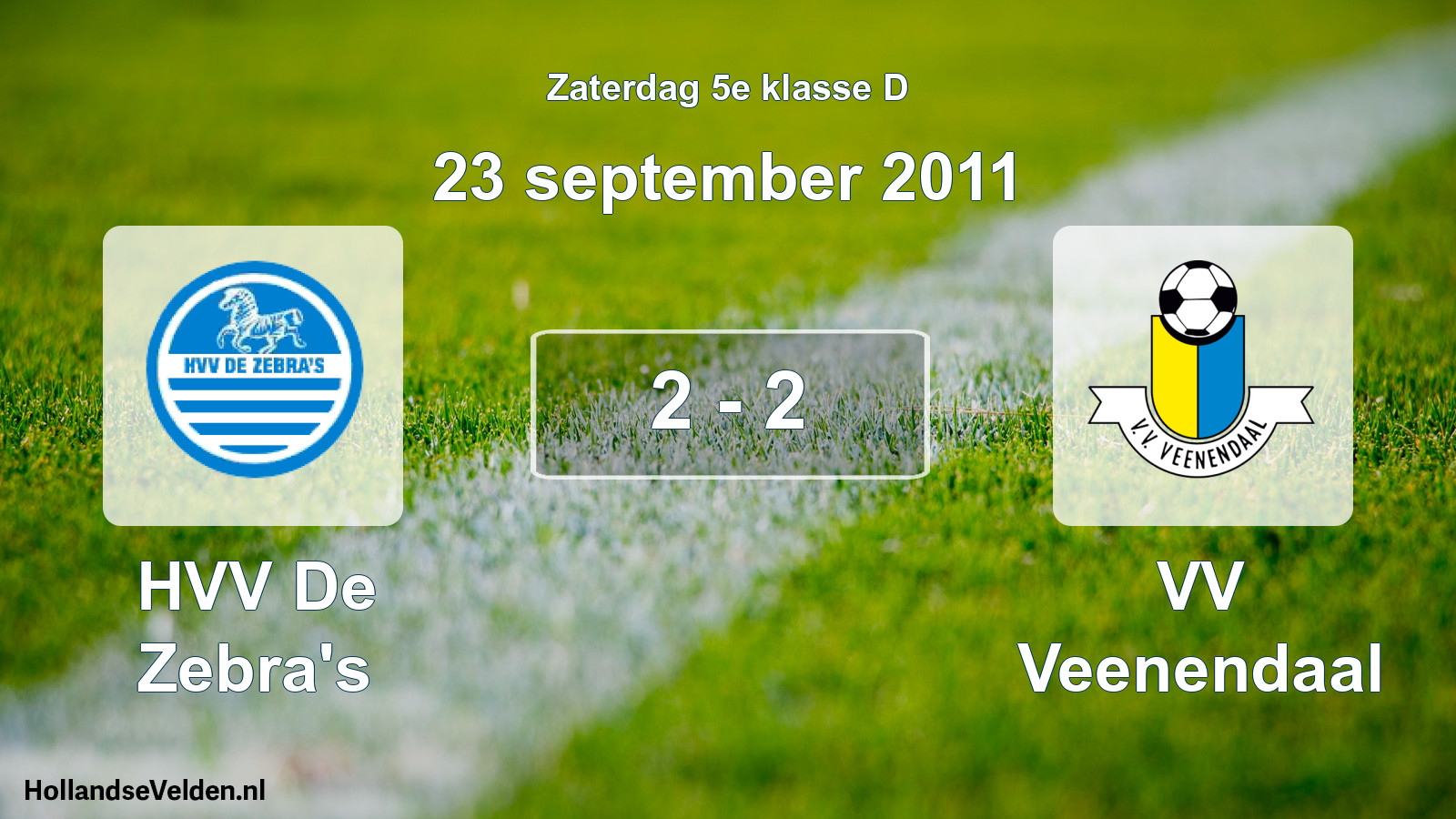 Total number of matches played: HVV De Zebra's - VV Veenendaal 2 - 2 (23 September 2011)