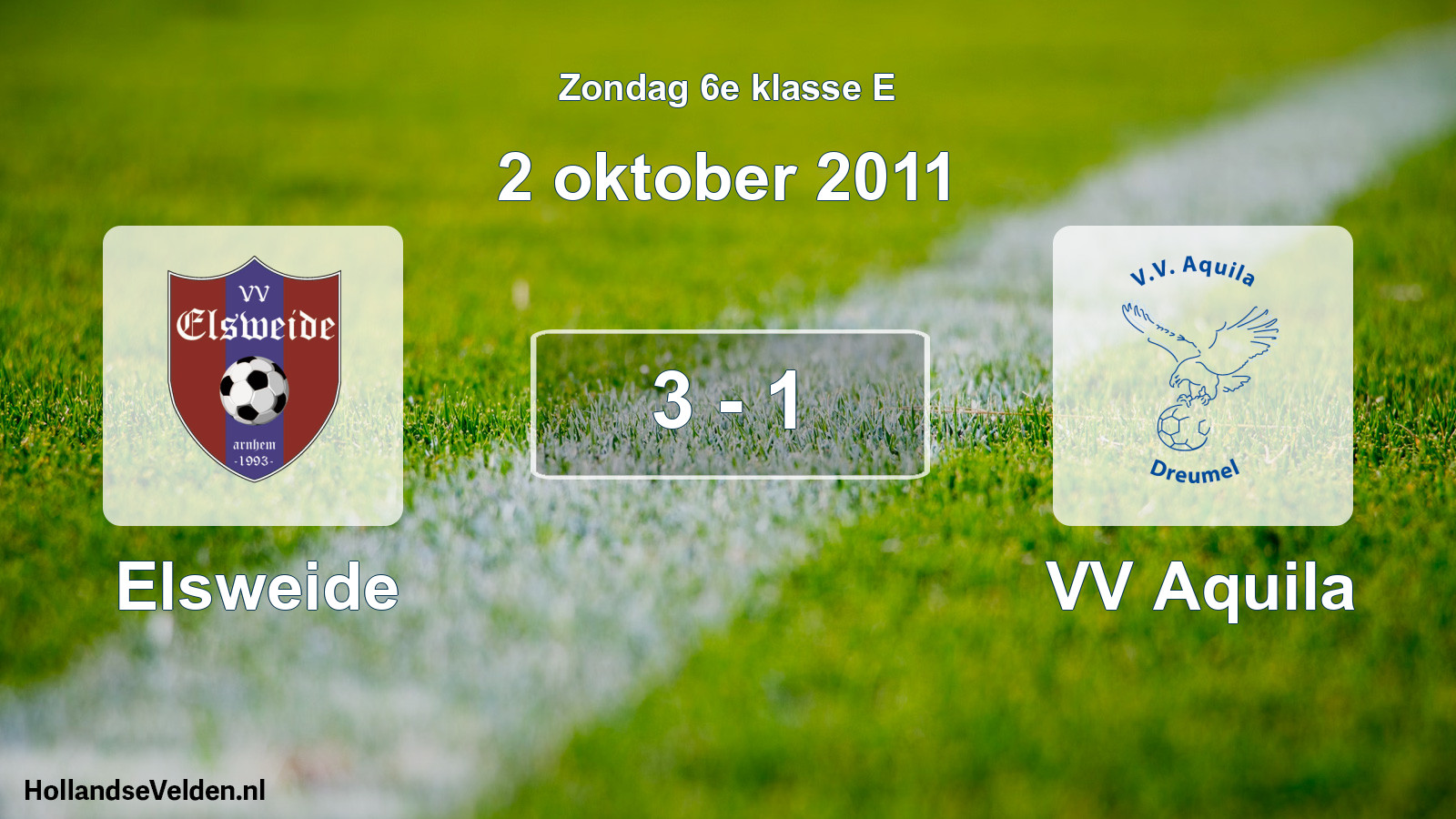 Total number of matches played: Elsweide - VV Aquila 3 - 1 (2 October 2011)