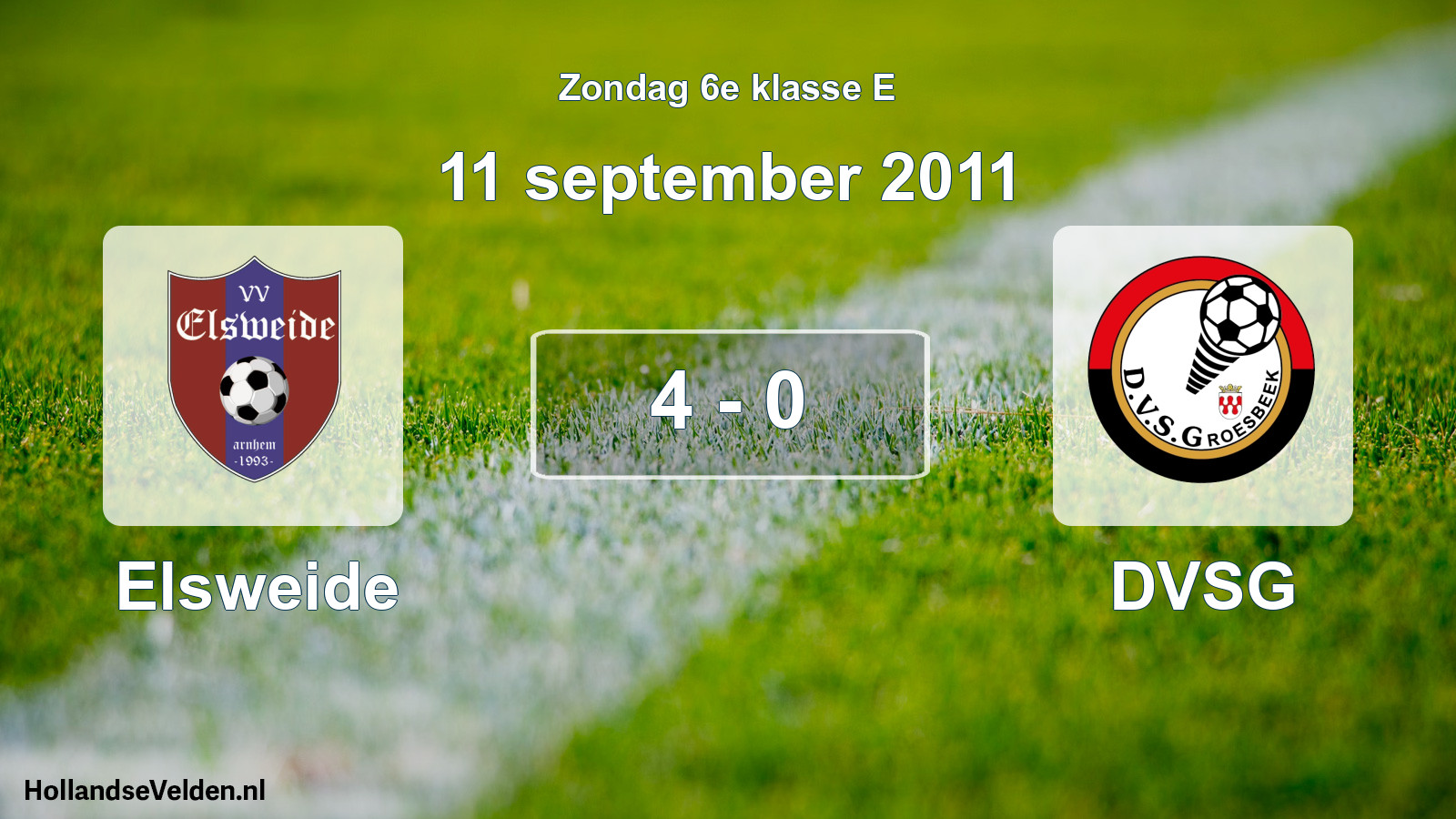 Total number of matches played: Elsweide - DVSG 4 - 0 (11 September 2011)
