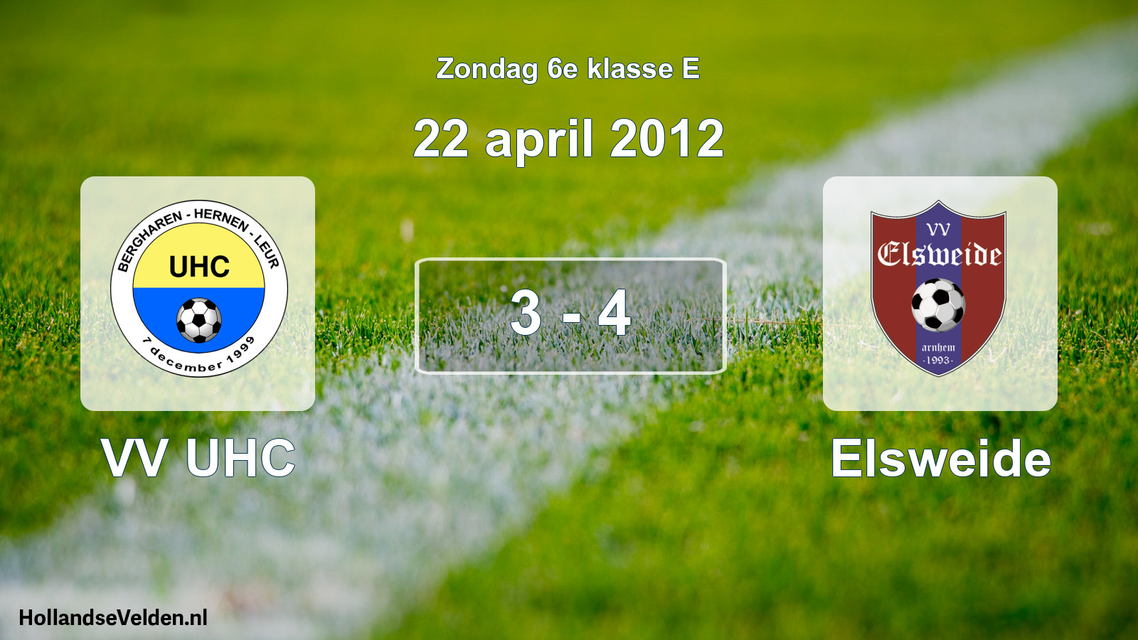 Total number of matches played: VV UHC - Elsweide 3 - 4 (22 April 2012)