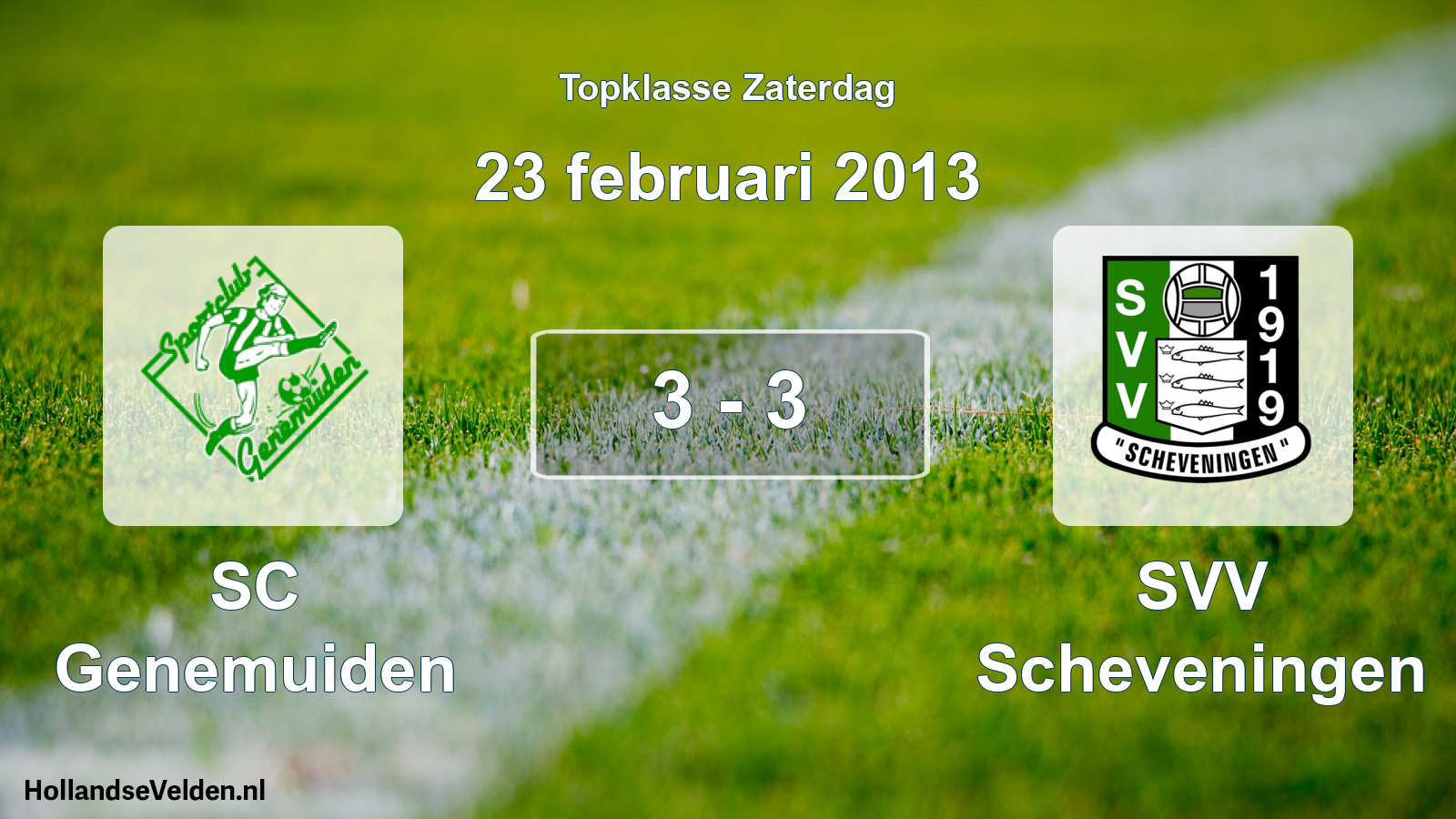 Total number of matches played: SC Genemuiden - SVV Scheveningen 3 - 3 (23 February 2013)