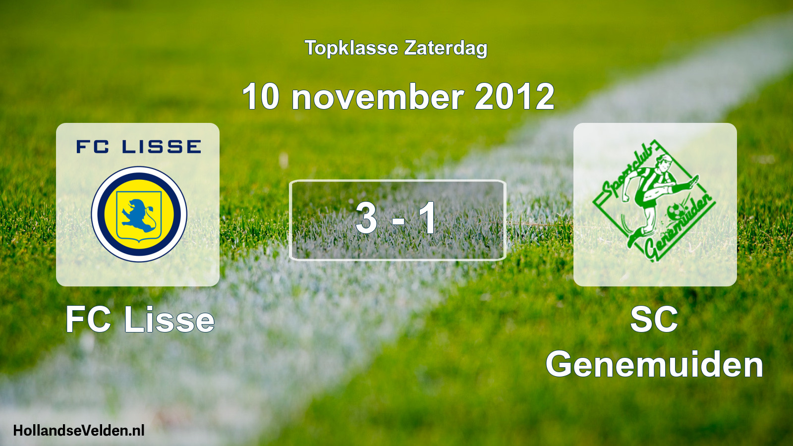 Total number of matches played: FC Lisse - SC Genemuiden 3 - 1 (10 November 2012)