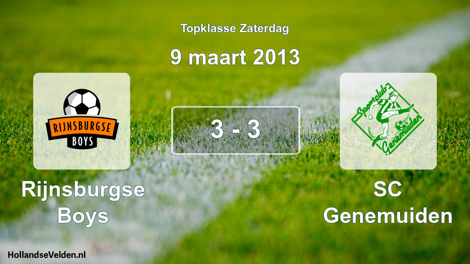 Total number of matches played: Rijnsburgse Boys - SC Genemuiden 3 - 3 (9 March 2013)