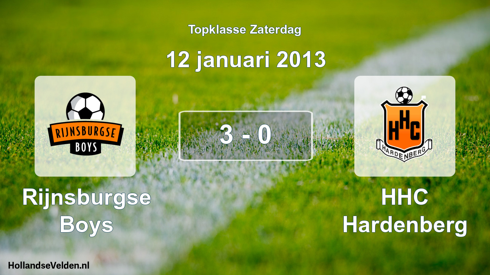 Total number of matches played: Rijnsburgse Boys - HHC Hardenberg 3 - 0 (12 January 2013)