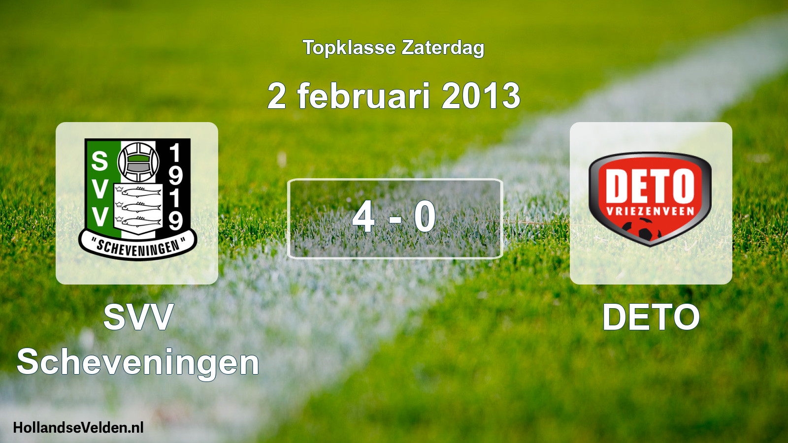 Total number of matches played: SVV Scheveningen - DETO 4 - 0 (2 February 2013)