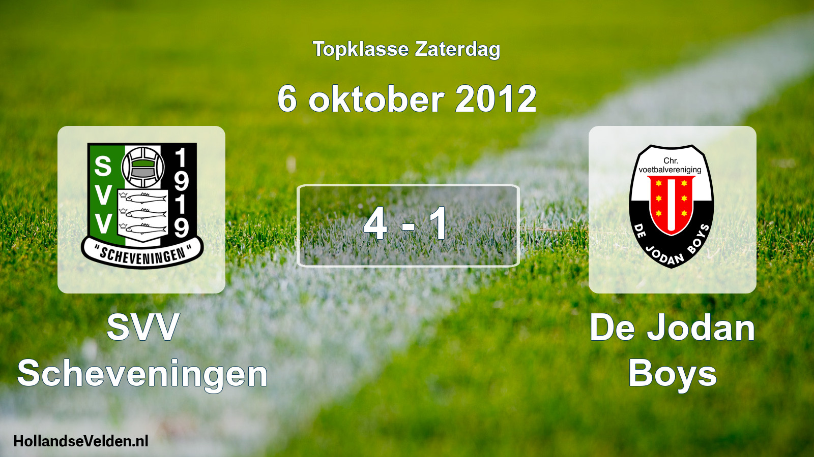 Total number of matches played: SVV Scheveningen - De Jodan Boys 4 - 1 (6 October 2012)