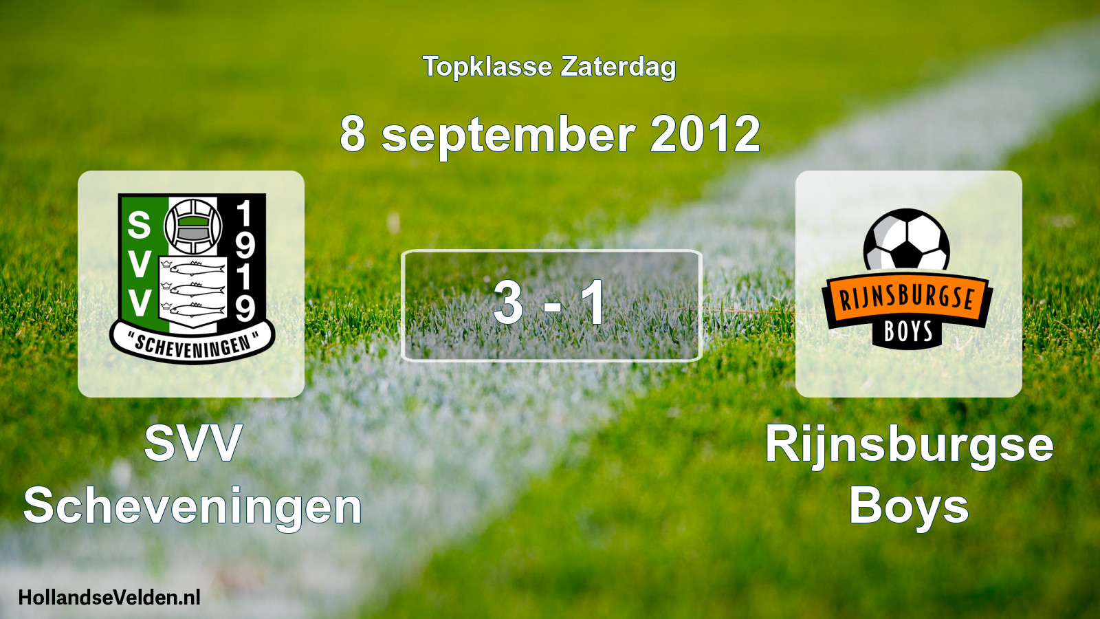 Total number of matches played: SVV Scheveningen - Rijnsburgse Boys 3 - 1 (8 September 2012)