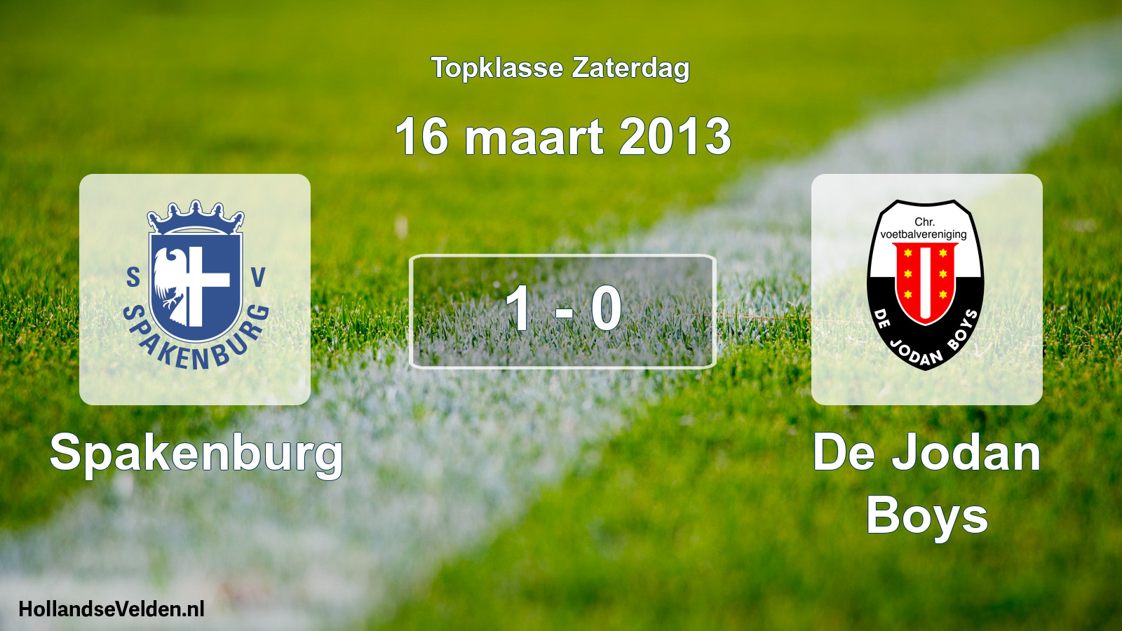 Total number of matches played: Spakenburg - De Jodan Boys 1 - 0 (16 March 2013)