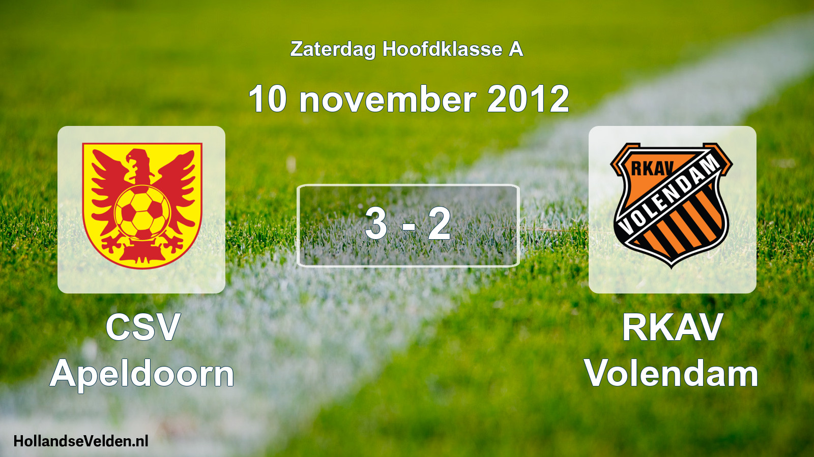 Total number of matches played: CSV Apeldoorn - RKAV Volendam 3 - 2 (10 November 2012)