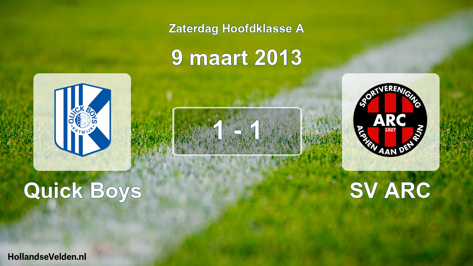 Total number of matches played: Quick Boys - SV ARC 1 - 1 (9 March 2013)