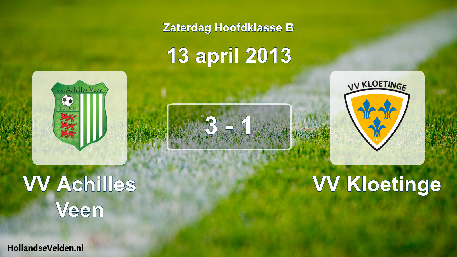 Total number of matches played: VV Achilles Veen - VV Kloetinge 3 - 1 (13 April 2013)