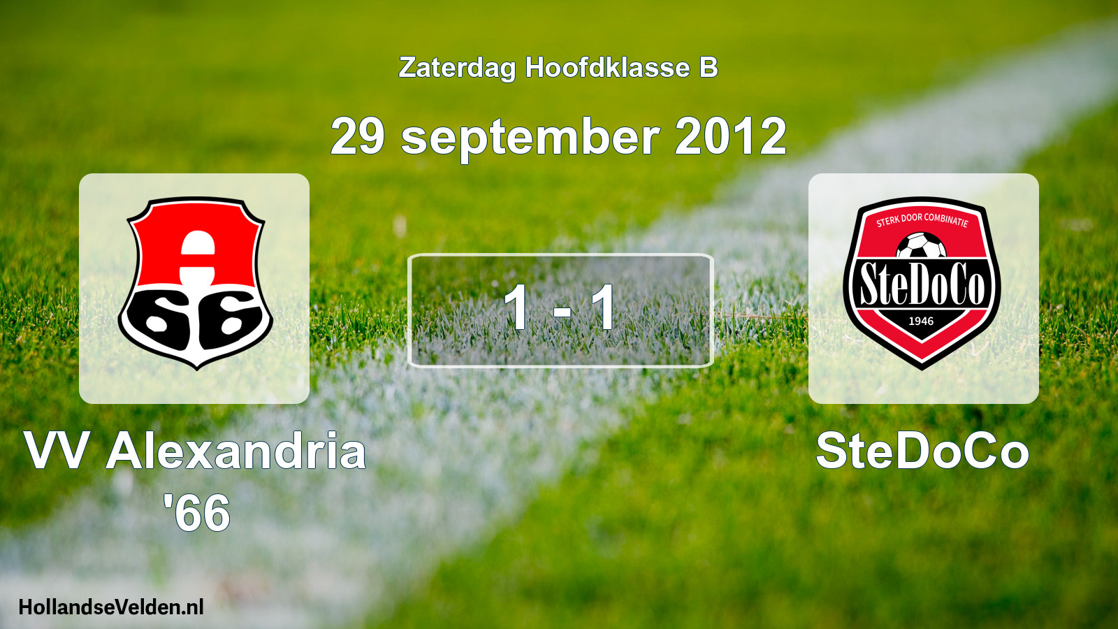 Total number of matches played: VV Alexandria '66 - SteDoCo 1 - 1 (29 September 2012)