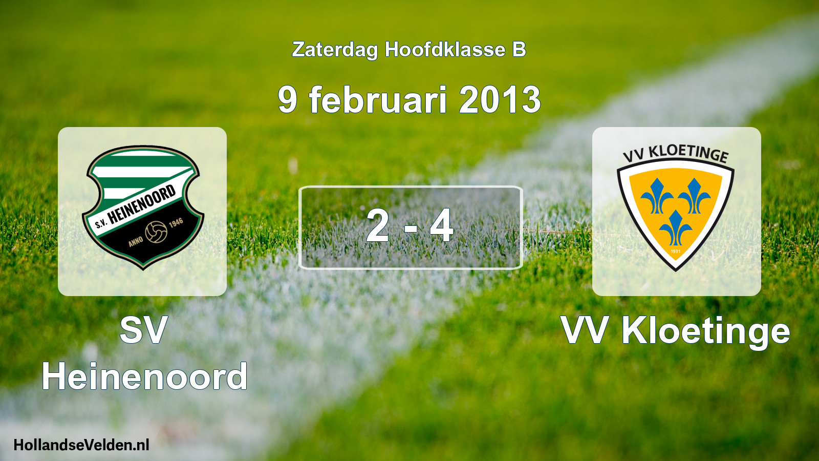 Total number of matches played: SV Heinenoord - VV Kloetinge 2 - 4 (9 February 2013)