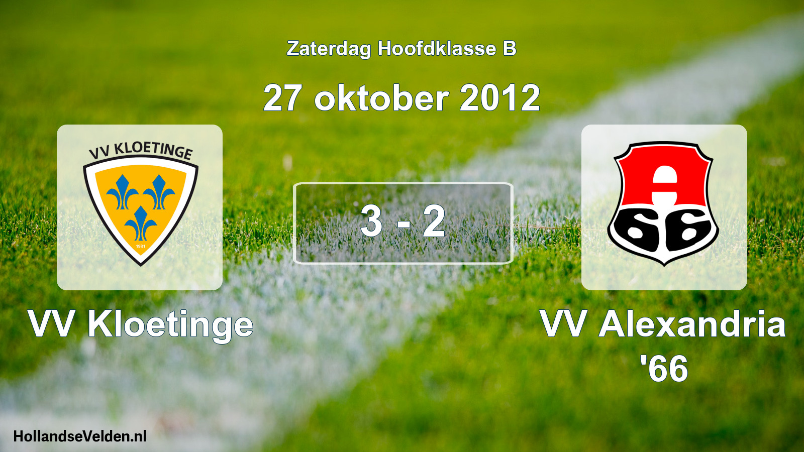 Total number of matches played: VV Kloetinge - VV Alexandria '66 3 - 2 (27 October 2012)