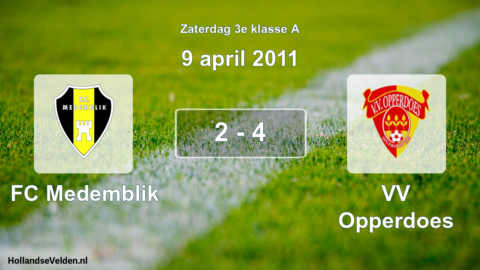 Total number of matches played: FC Medemblik - VV Opperdoes 2 - 4 (9 April 2011)
