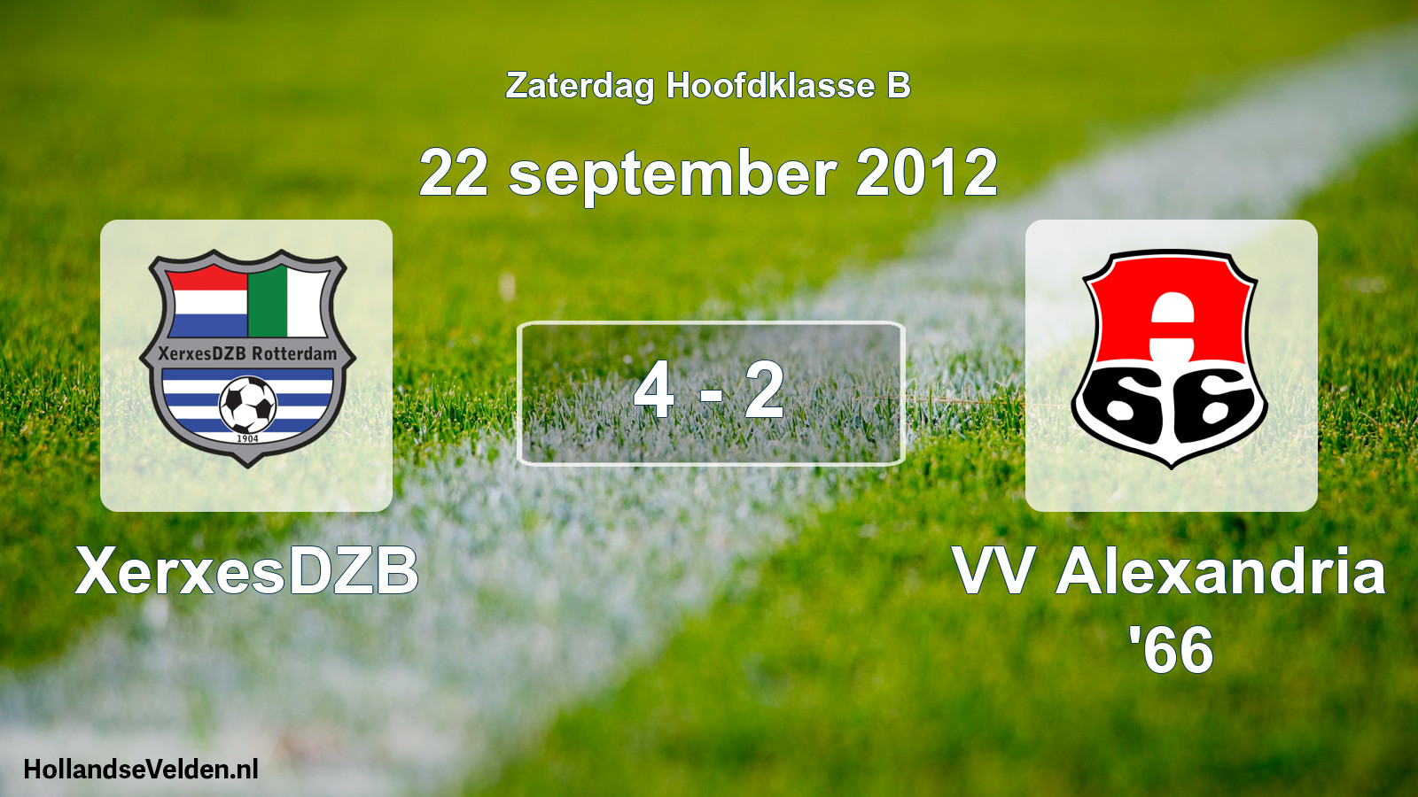 Total number of matches played: XerxesDZB - VV Alexandria '66 4 - 2 (22 September 2012)