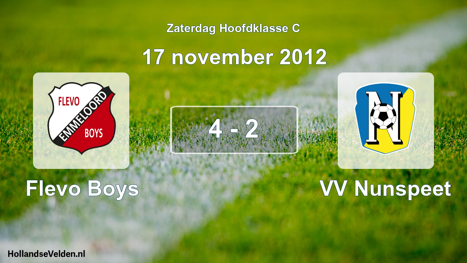 Total number of matches played: Flevo Boys - VV Nunspeet 4 - 2 (17 November 2012)
