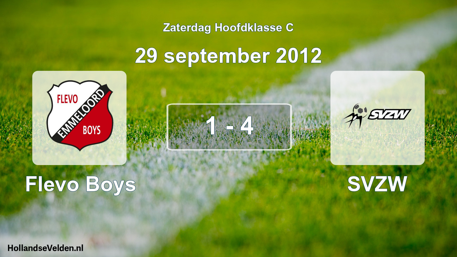 Total number of matches played: Flevo Boys - SVZW 1 - 4 (29 September 2012)