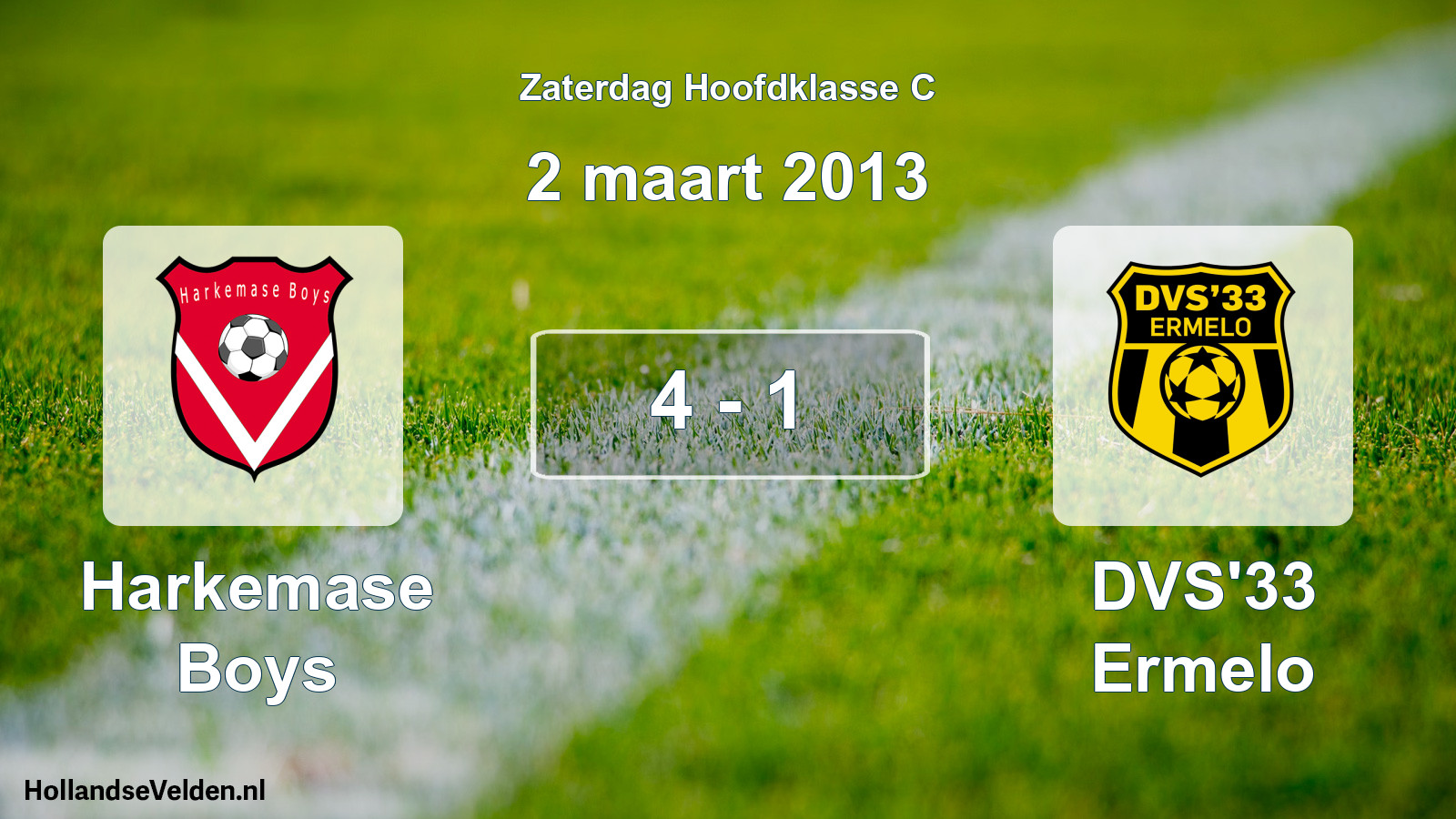 Total number of matches played: Harkemase Boys - DVS'33 Ermelo 4 - 1 (2 March 2013)