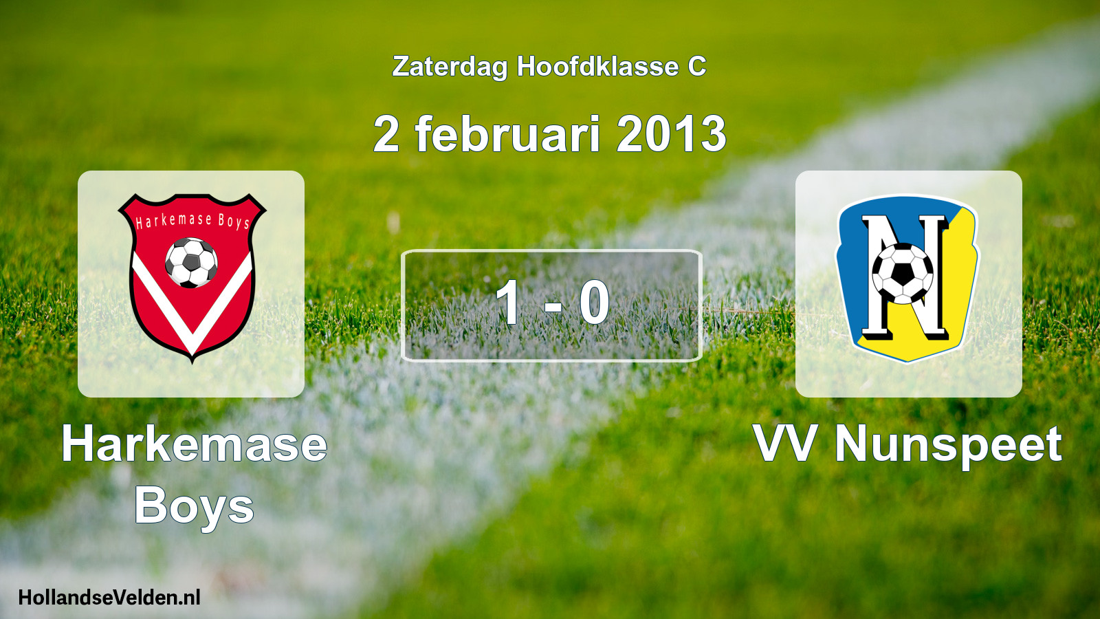 Total number of matches played: Harkemase Boys - VV Nunspeet 1 - 0 (2 February 2013)