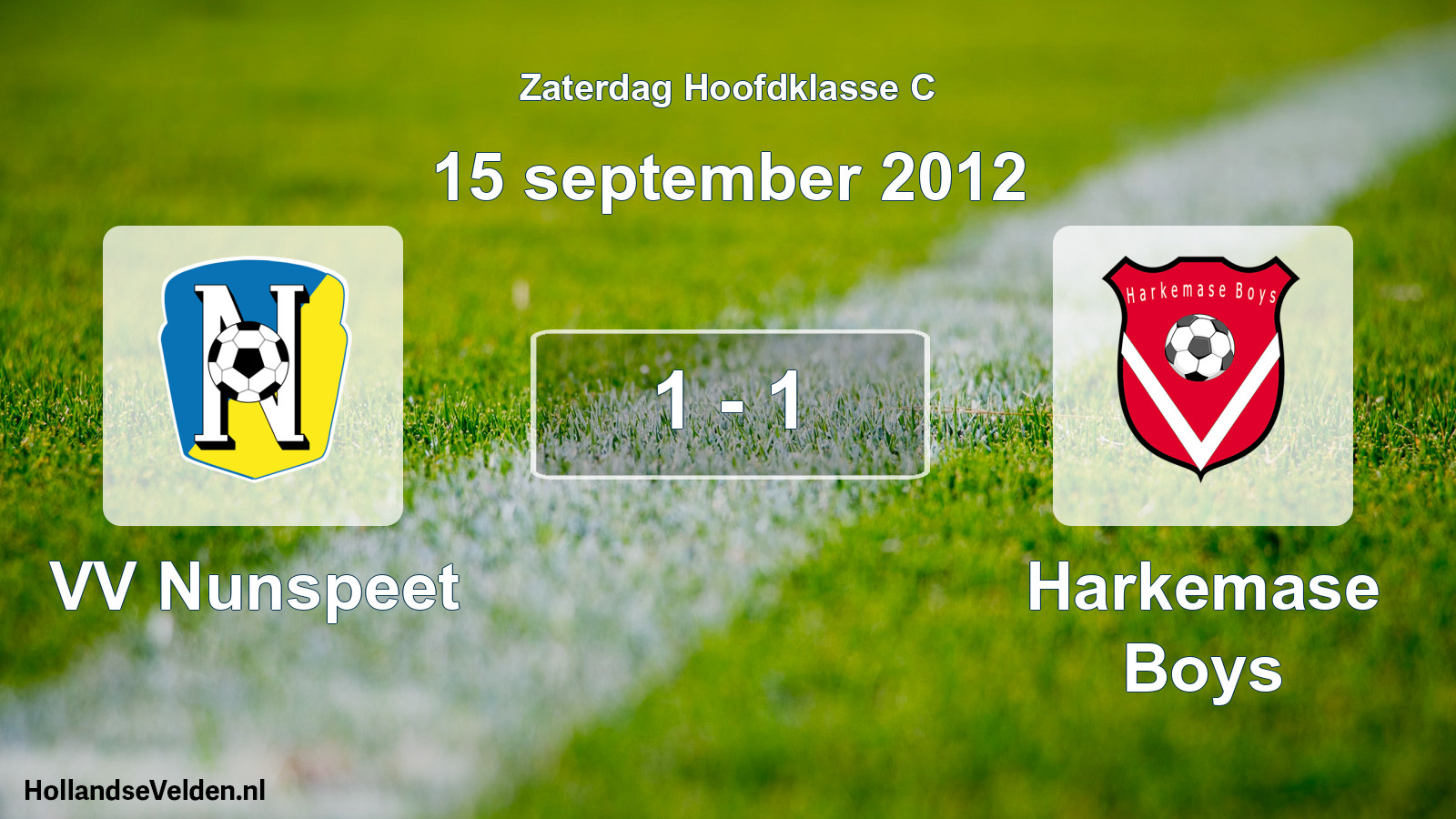 Total number of matches played: VV Nunspeet - Harkemase Boys 1 - 1 (15 September 2012)