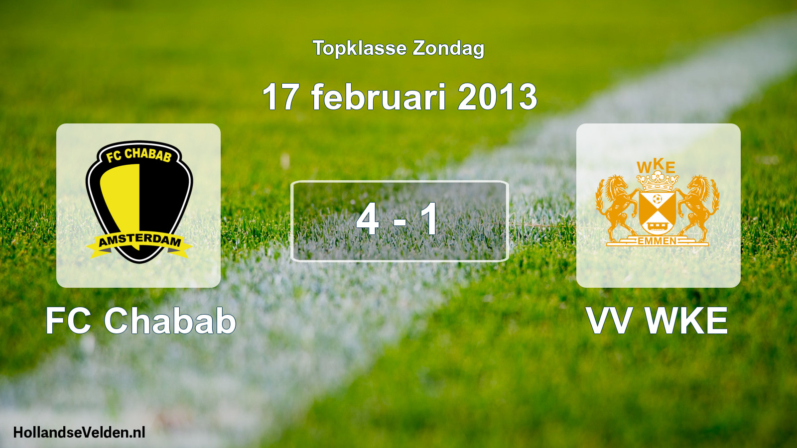 Total number of matches played: FC Chabab - VV WKE 4 - 1 (17 February 2013)