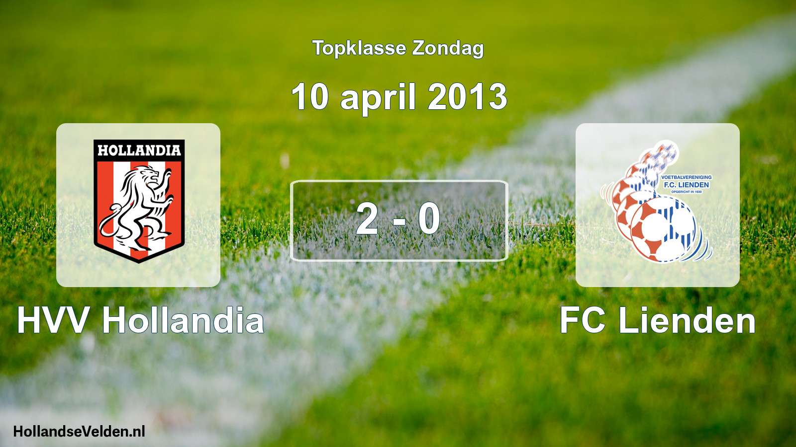 Total number of matches played: HVV Hollandia - FC Lienden 2 - 0 (10 April 2013)