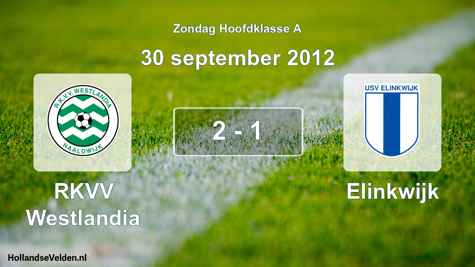 Total number of matches played: RKVV Westlandia - Elinkwijk 2 - 1 (30 September 2012)