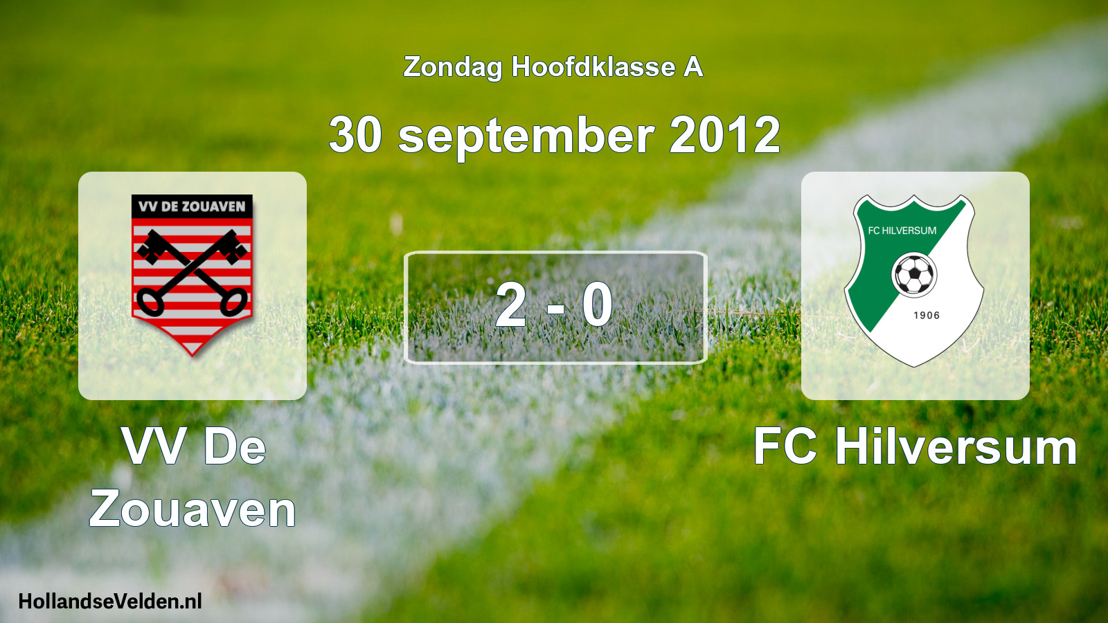 Total number of matches played: VV De Zouaven - FC Hilversum 2 - 0 (30 September 2012)