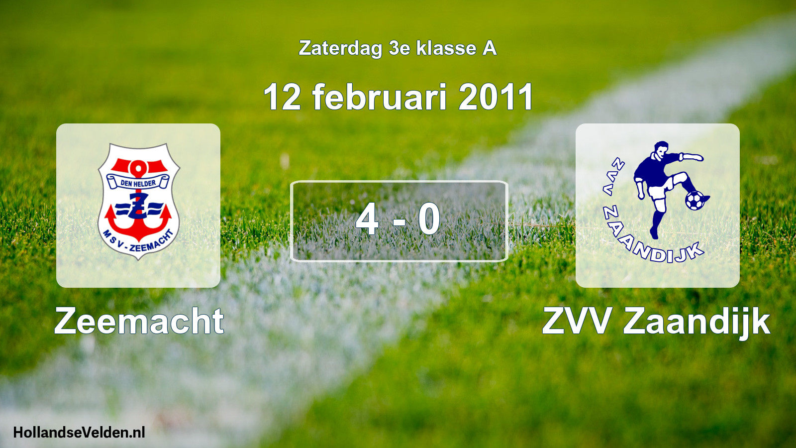 Total number of matches played: Zeemacht - ZVV Zaandijk 4 - 0 (12 February 2011)