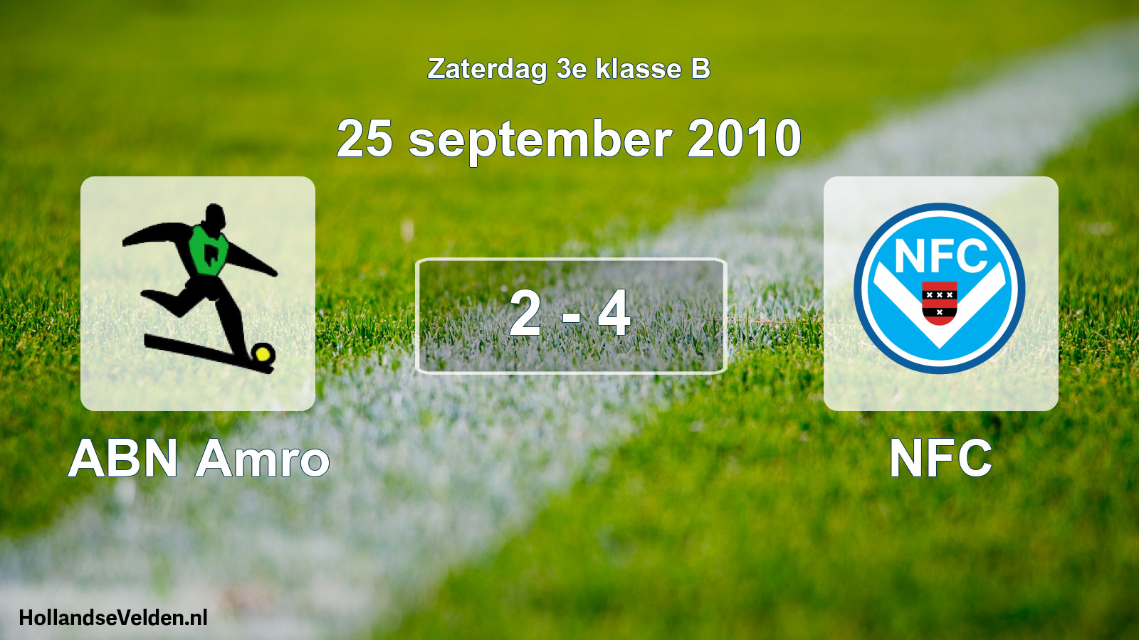 Total number of matches played: ABN Amro - NFC 2 - 4 (25 September 2010)