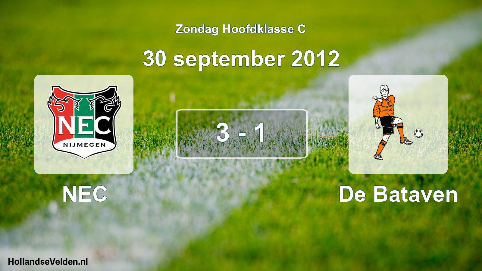 Total number of matches played: NEC - De Bataven 3 - 1 (30 September 2012)