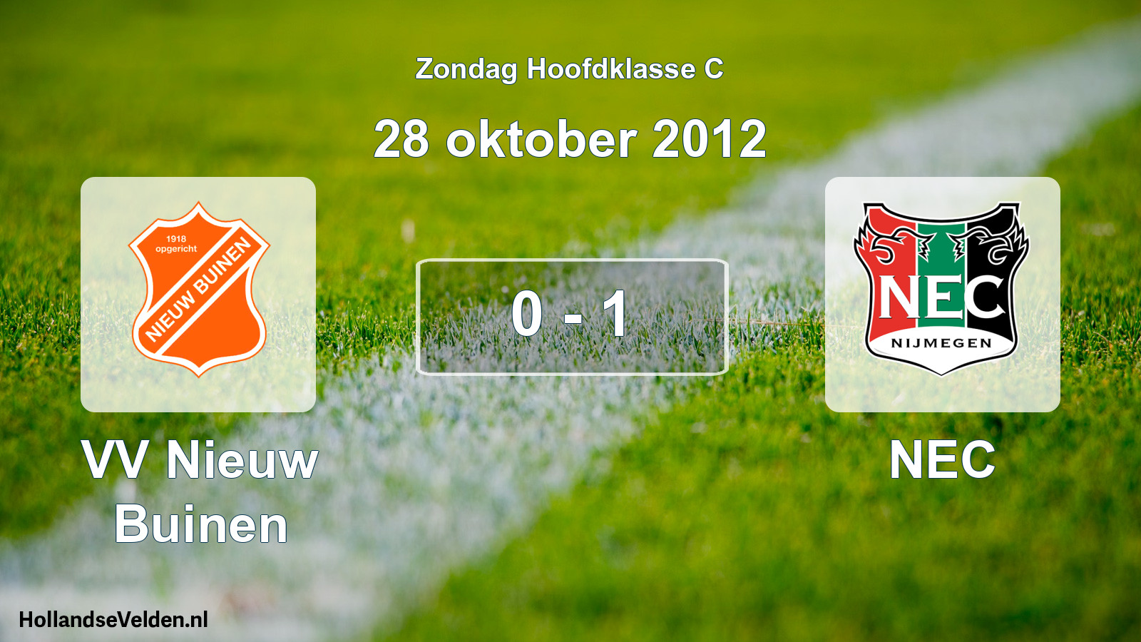 Total number of matches played: VV Nieuw Buinen - NEC 0 - 1 (28 October 2012)
