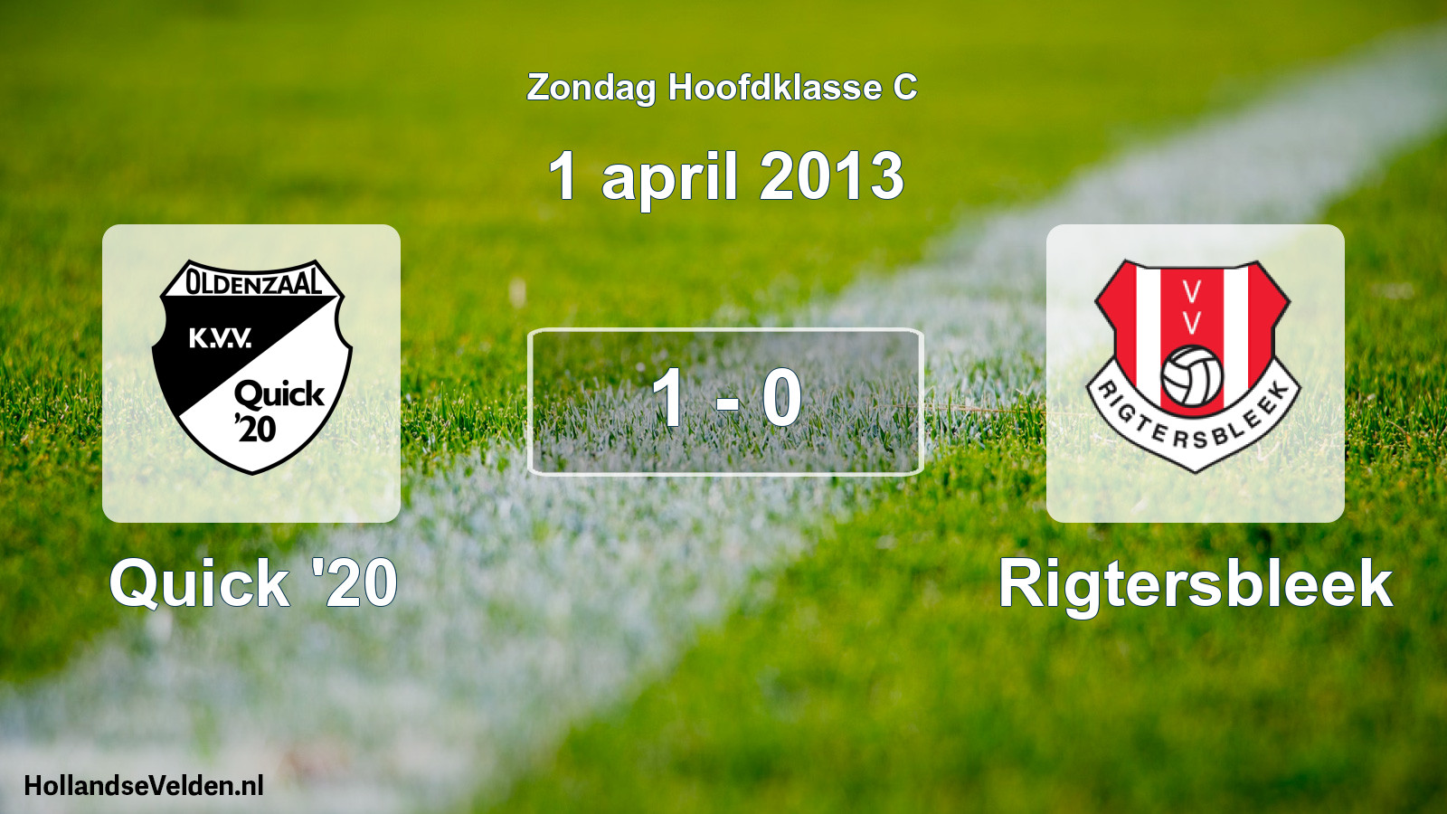 Total number of matches played: Quick '20 - Rigtersbleek 1 - 0 (1 April 2013)