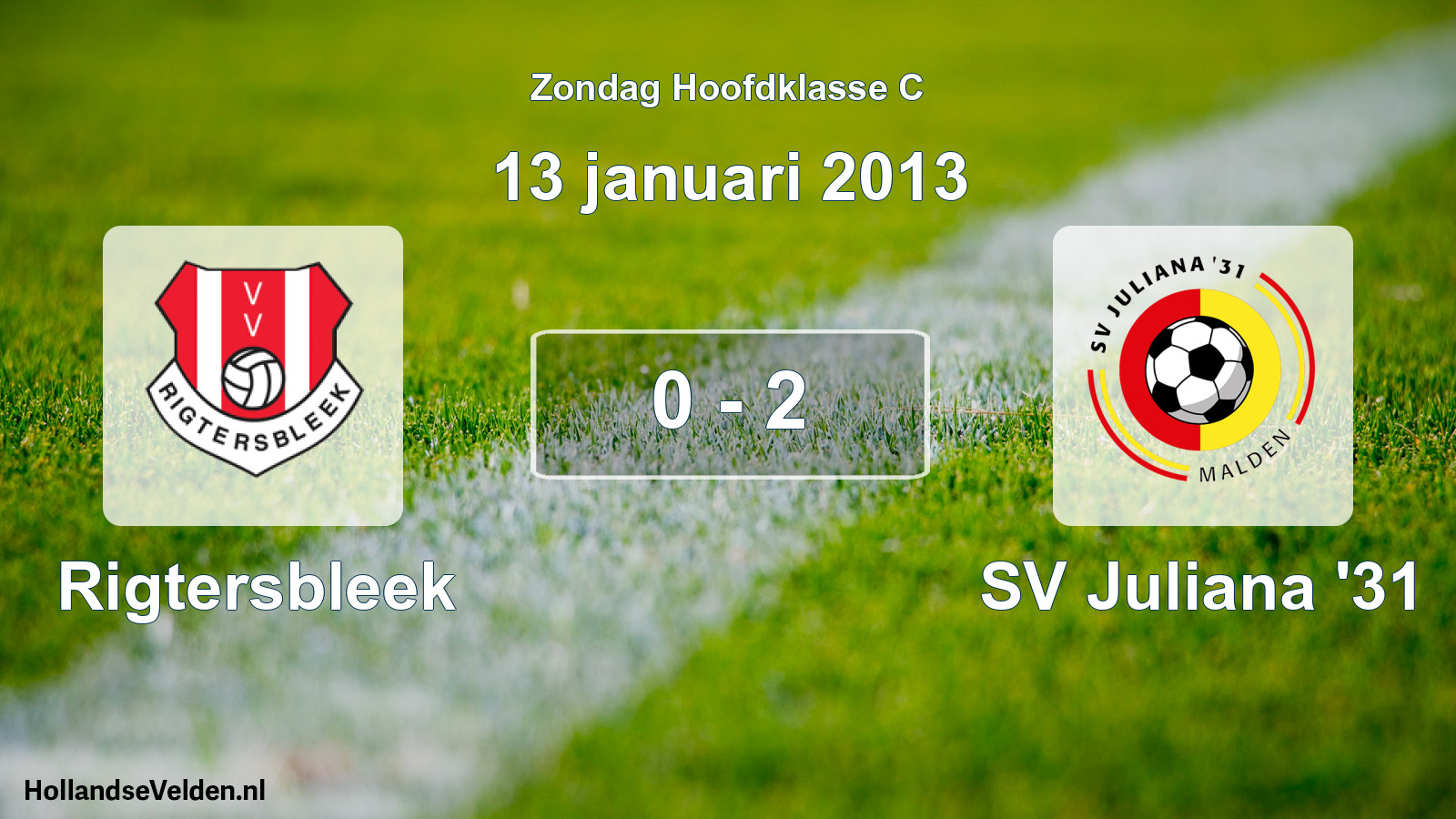 Total number of matches played: Rigtersbleek - SV Juliana '31 0 - 2 (13 January 2013)
