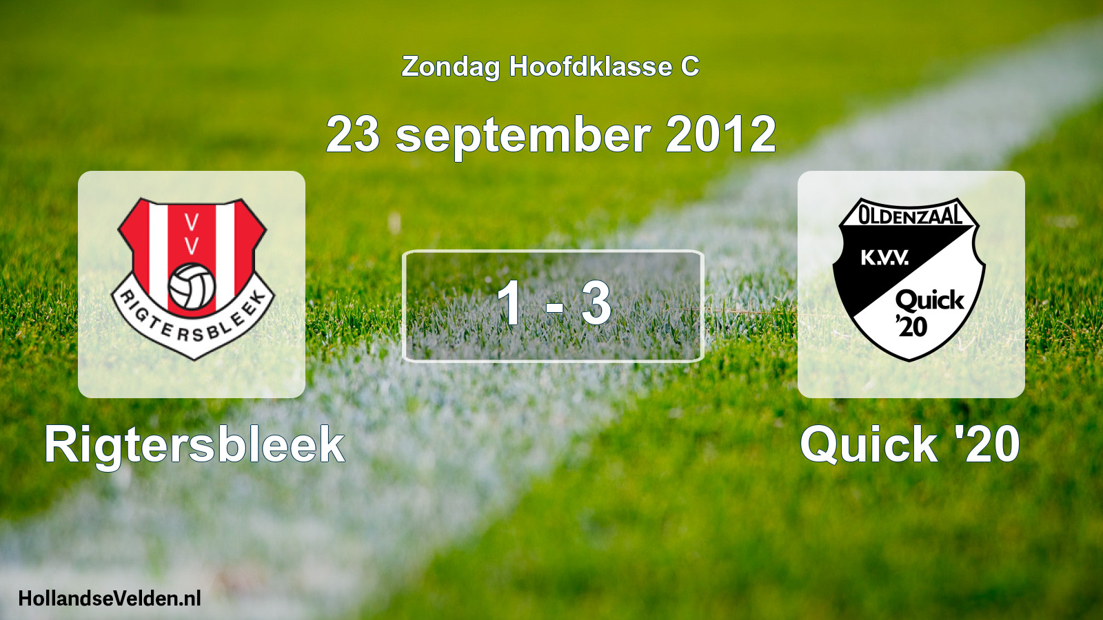 Total number of matches played: Rigtersbleek - Quick '20 1 - 3 (23 September 2012)
