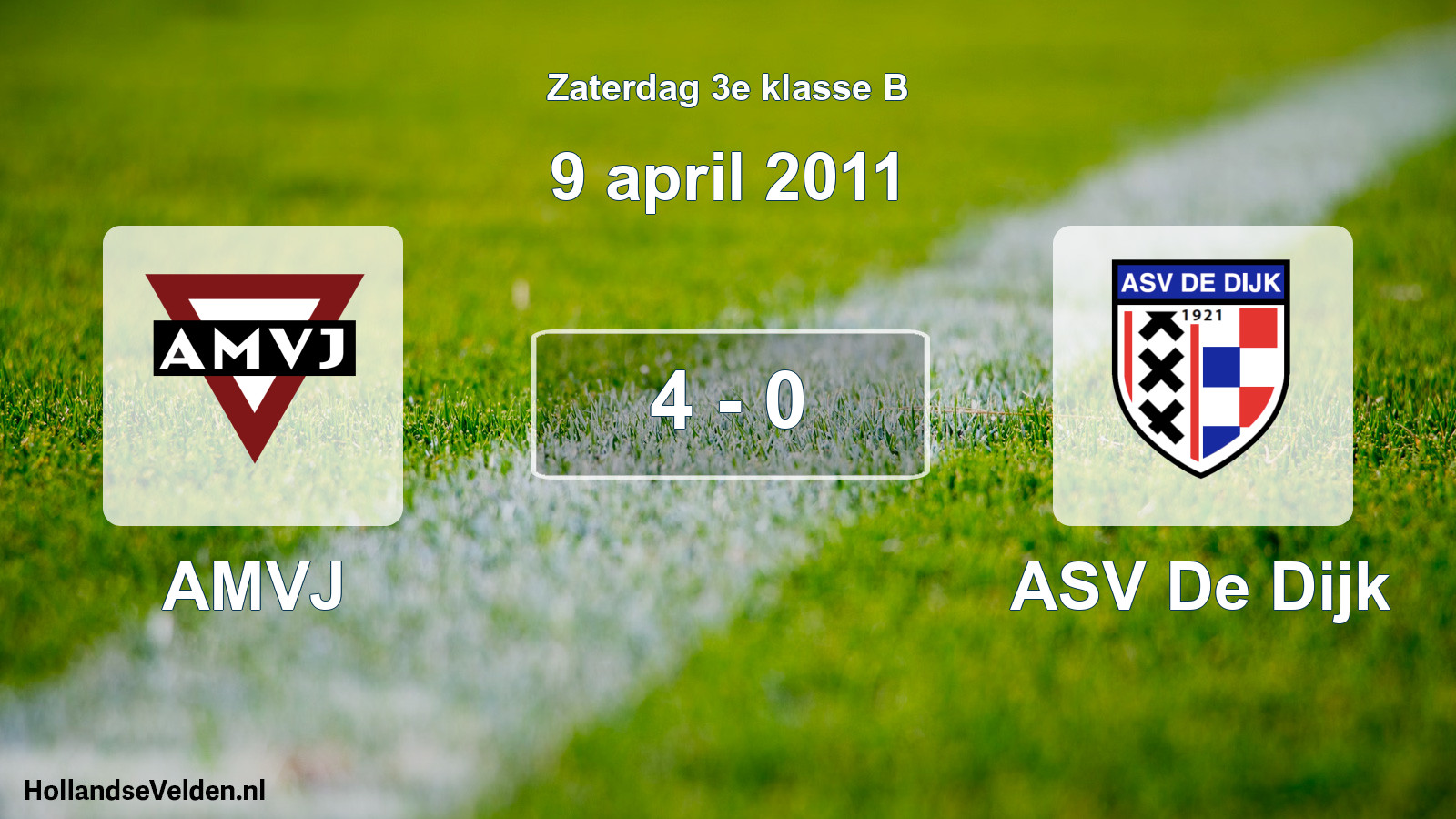 Total number of matches played: AMVJ - ASV De Dijk 4 - 0 (9 April 2011)