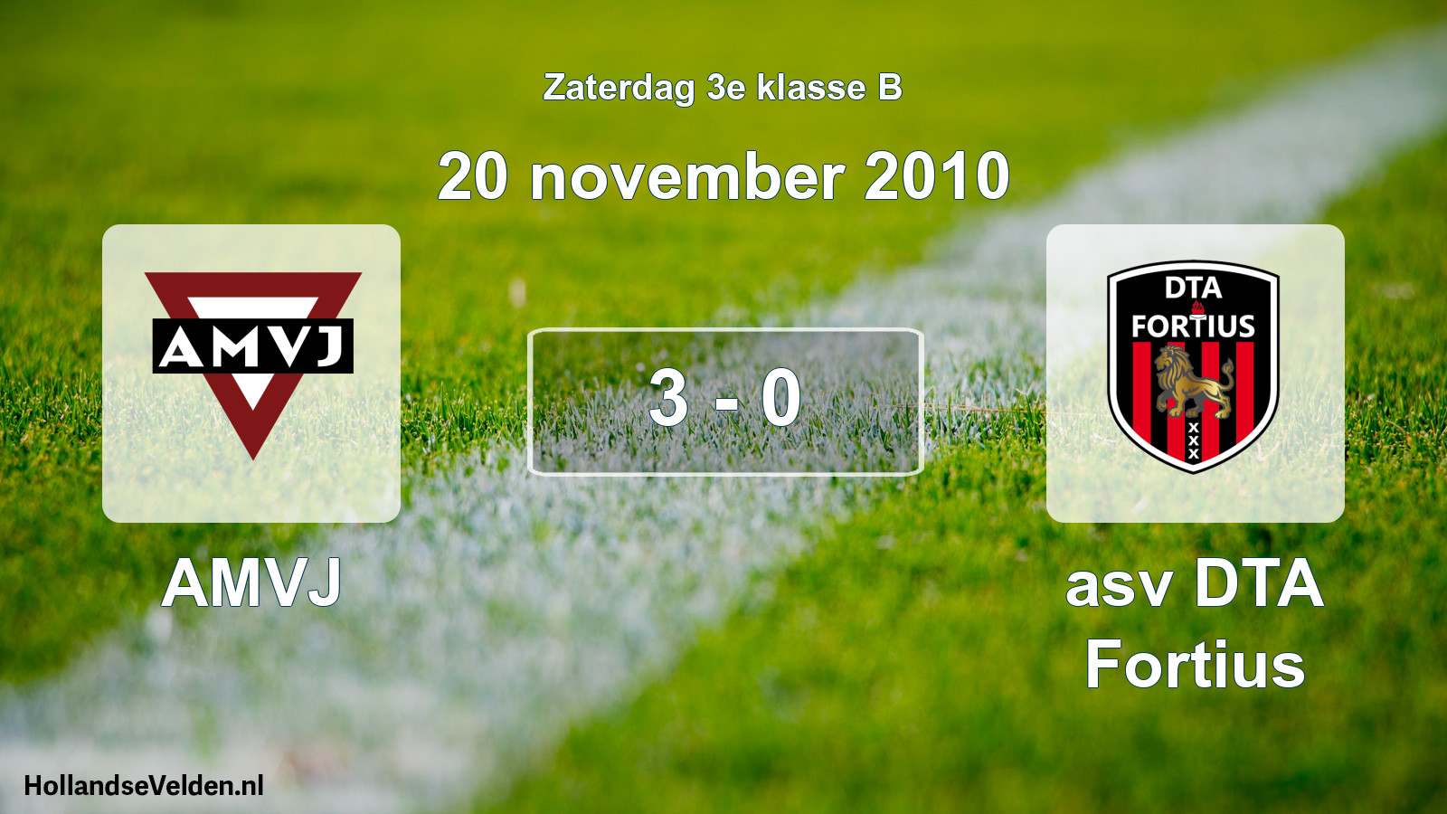 Total number of matches played: AMVJ - asv DTA Fortius 3 - 0 (20 November 2010)