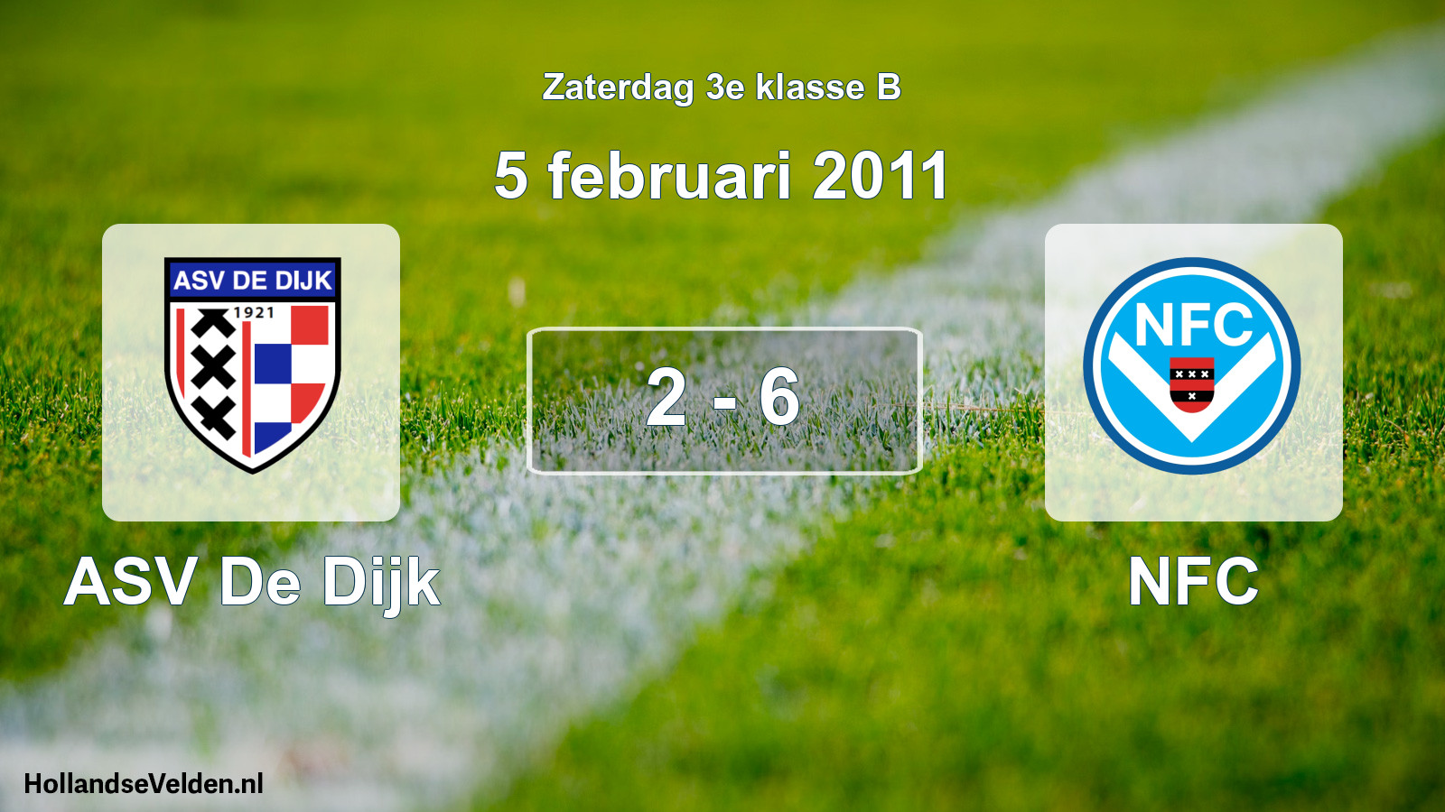 Total number of matches played: ASV De Dijk - NFC 2 - 6 (5 February 2011)