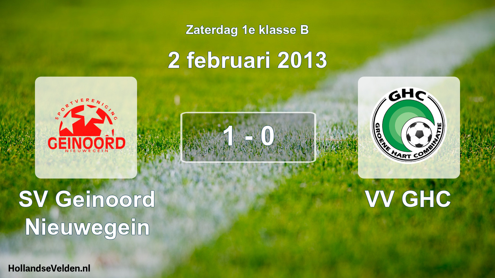 Total number of matches played: SV Geinoord Nieuwegein - VV GHC 1 - 0 (2 February 2013)
