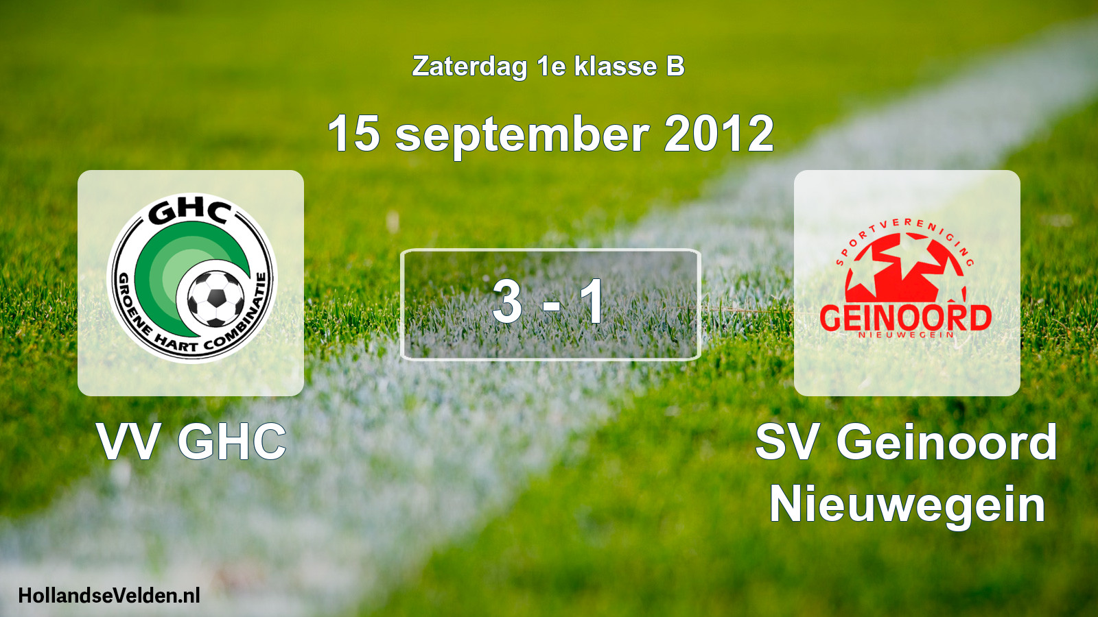Total number of matches played: VV GHC - SV Geinoord Nieuwegein 3 - 1 (15 September 2012)