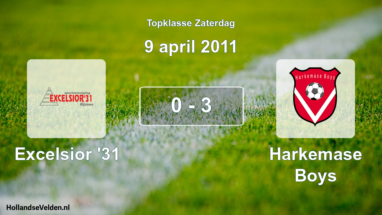 Total number of matches played: Excelsior '31 - Harkemase Boys 0 - 3 (9 April 2011)