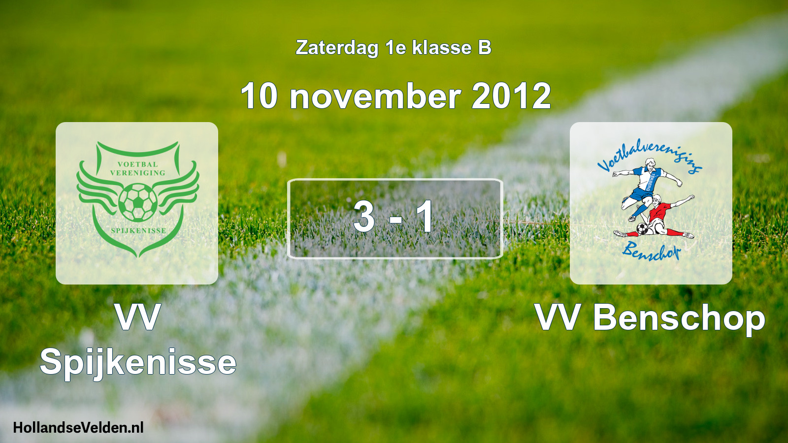 Total number of matches played: VV Spijkenisse - VV Benschop 3 - 1 (10 November 2012)