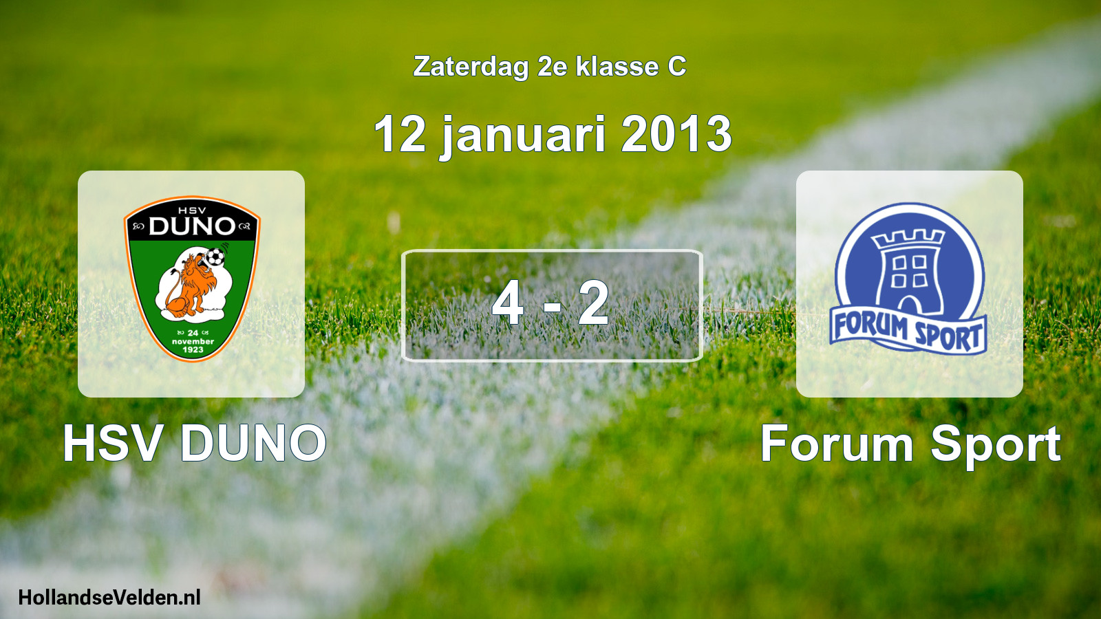 Total number of matches played: HSV DUNO - Forum Sport 4 - 2 (12 January 2013)