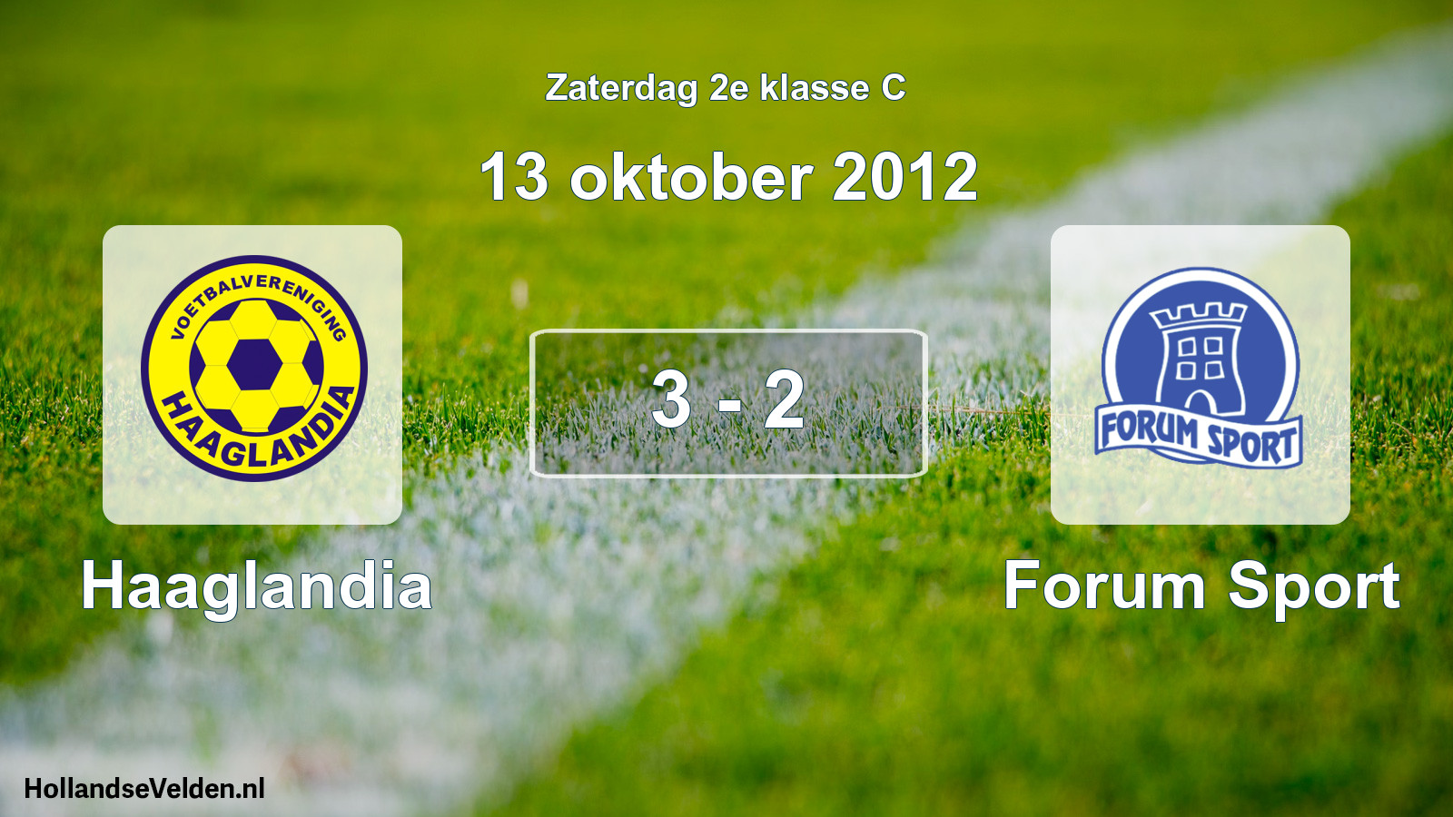 Total number of matches played: Haaglandia - Forum Sport 3 - 2 (13 October 2012)