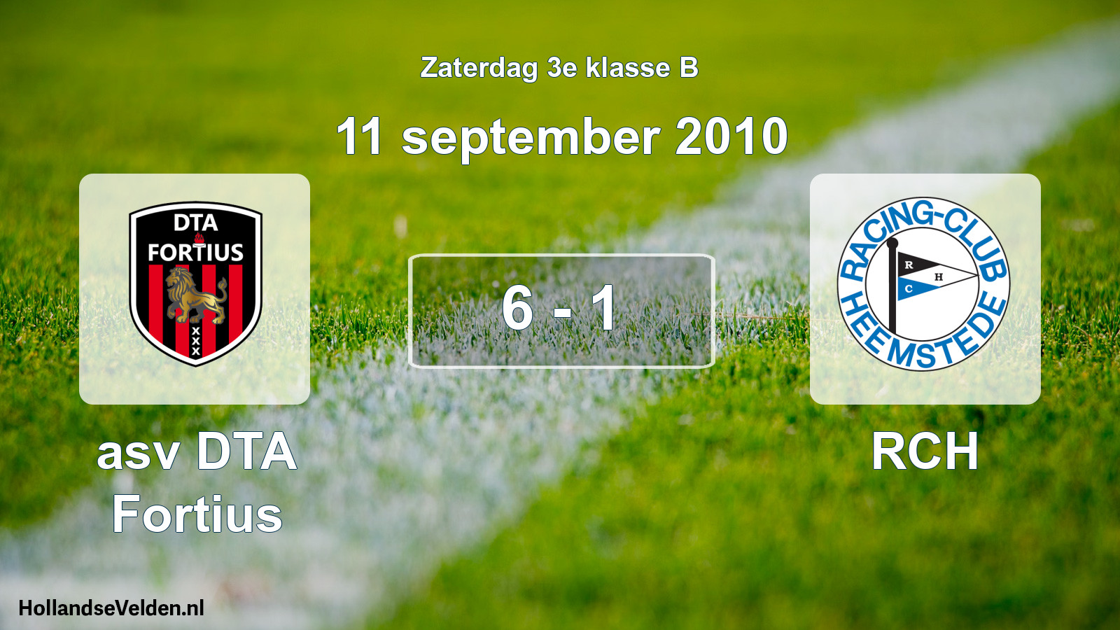 Total number of matches played: asv DTA Fortius - RCH 6 - 1 (11 September 2010)