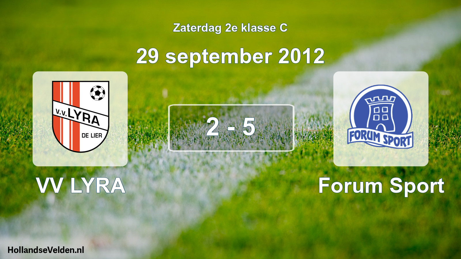Total number of matches played: VV LYRA - Forum Sport 2 - 5 (29 September 2012)