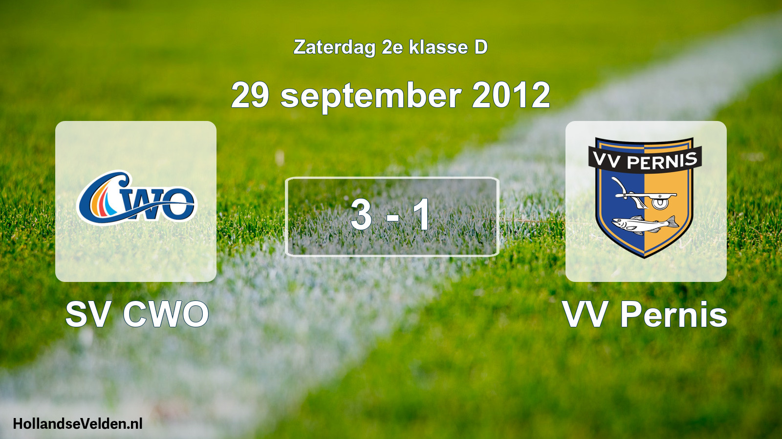 Total number of matches played: SV CWO - VV Pernis 3 - 1 (29 September 2012)