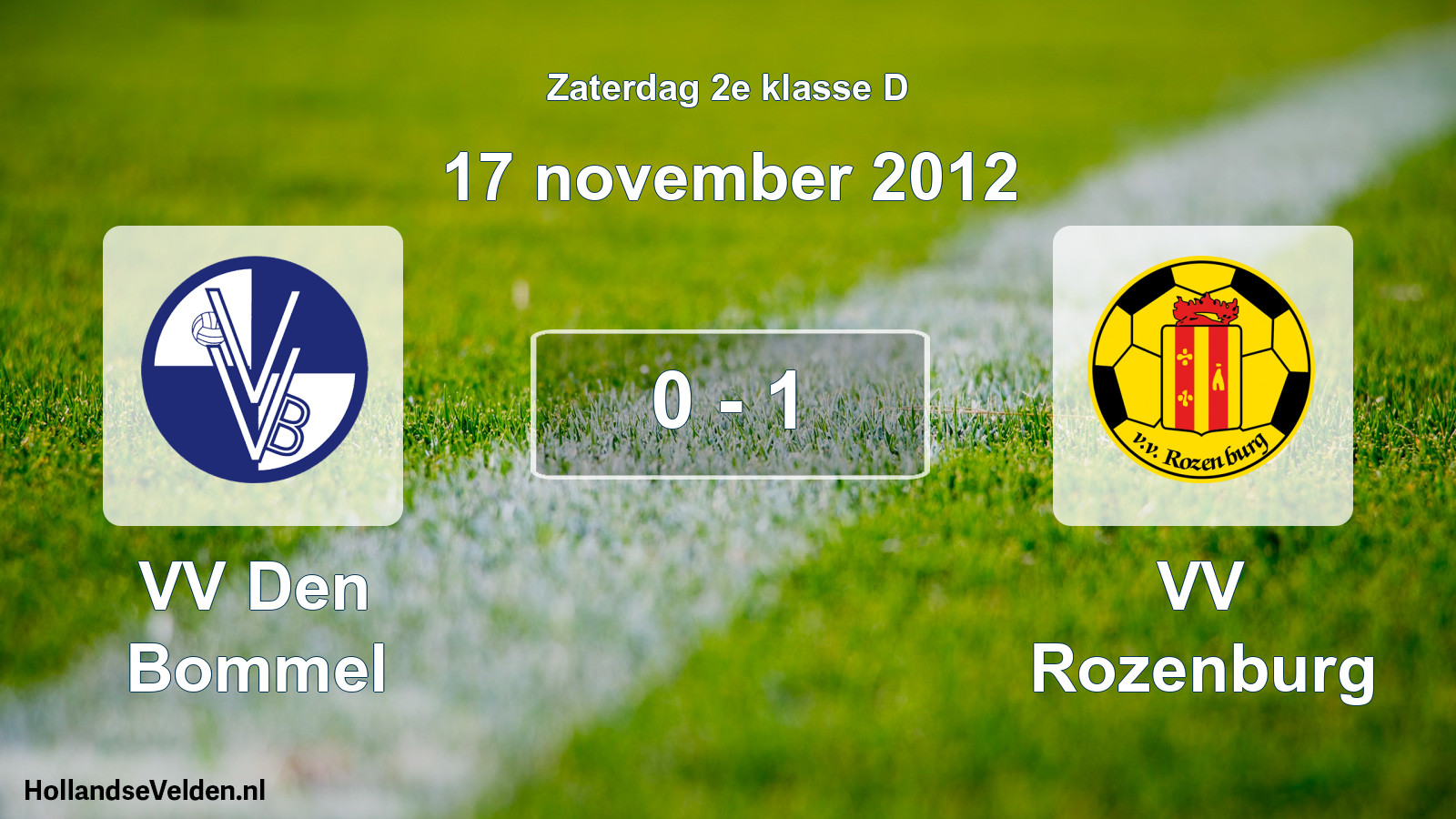 Total number of matches played: VV Den Bommel - VV Rozenburg 0 - 1 (17 November 2012)