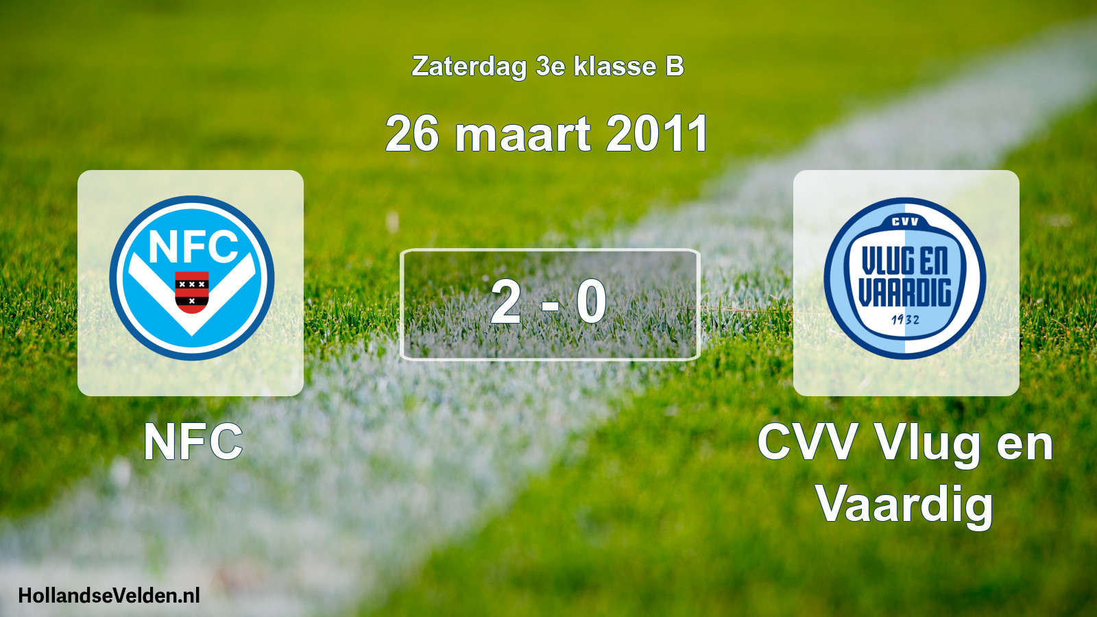 Total number of matches played: NFC - CVV Vlug en Vaardig 2 - 0 (26 March 2011)